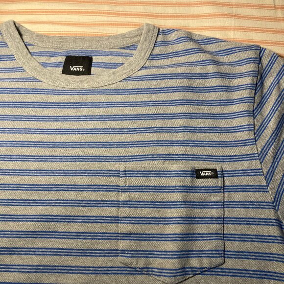 Vans Grey Shirt w/ Blue Stripes – Heavyweight Cotton – Size Medium - Picture 1 of 6